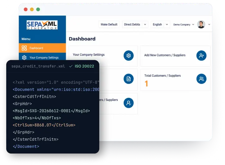 SEPA XML Dashboard Preview